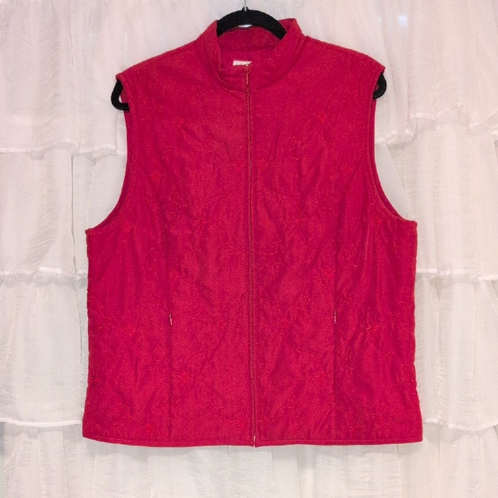 Talbots Vibrant Red Zip-Up Vest